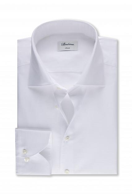 Stenströms Fitted Body Cotton/Linen Shirt White