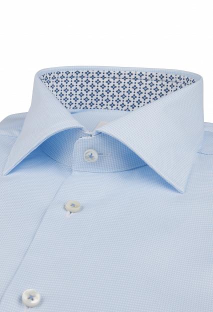 Stenströms Fitted Body Dogtooth Contrast Lt Blue
