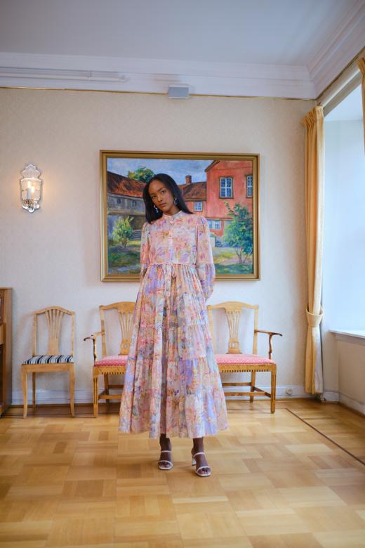 ZIMMERMANN Cira Tiered Shirt Dress Patch Multi Floral