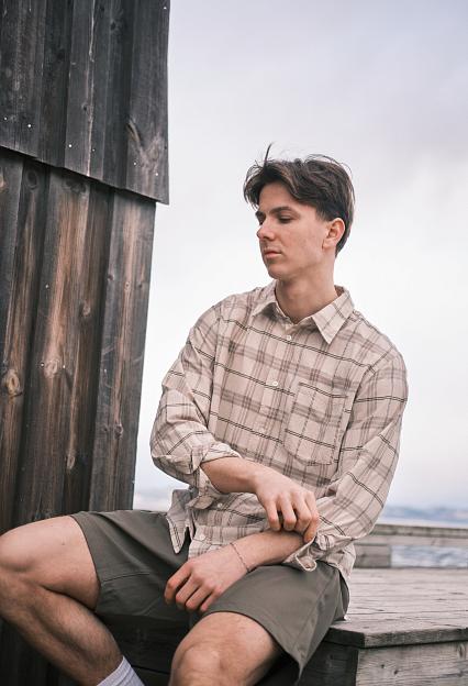 Norse Projects Algot Relaxed Textured Check Shirt Oatmeal