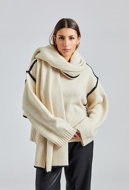 Toteme Embroidered Wool Cashmere Scarf Snow