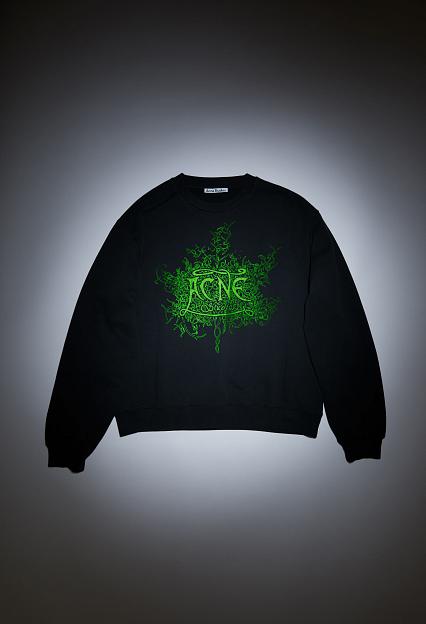Acne Studios Glow In The Dark Logo Sweater Faded Black FN-MN-SWEA000344