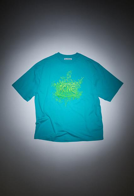 Acne Studios Glow In The Dark Logo T-shirt Fluo Blue FN-MN-TSHI000530