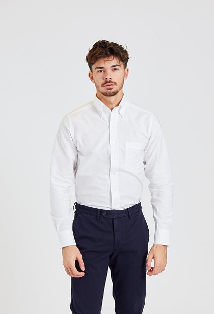 Drakes Button Down Oxford Shirt White