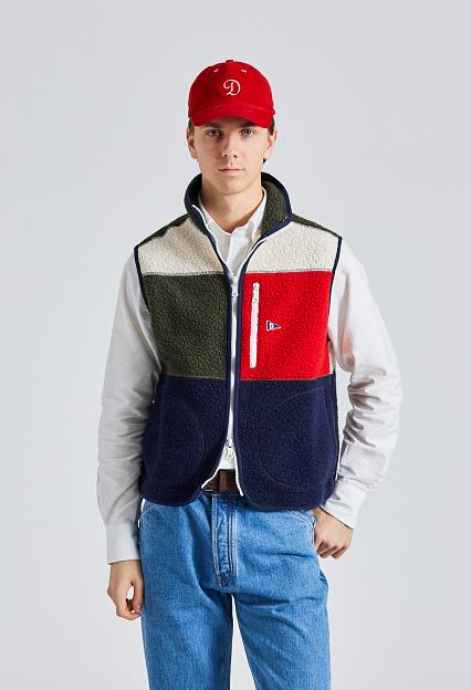 Drakes Colourblk Boucle Zip Fleece Vest