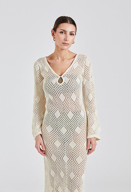 Faithfull The Brand Serena Pointelle Knit Dress Off White