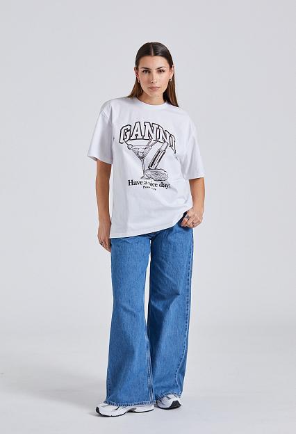 Ganni Future Heavy Jersey Cocktail T-Shirt Bright White 