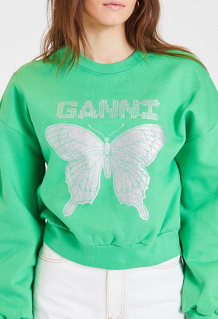 Ganni Isoli Butterfly Dark Sweatshirt Kelly Green