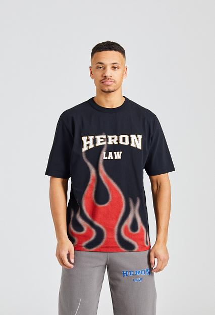 HERON PRESTON Heron Law Flames SS Tee Black red