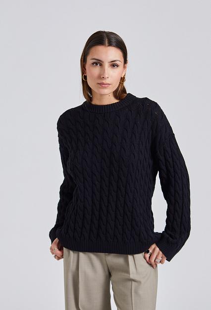Julie Josephine Cable Knit Sweater Black 