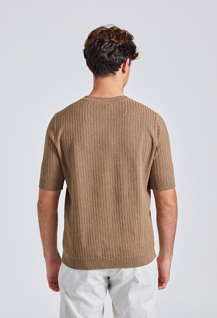 Lardini Linen and Cotton T-Shirt Brown
