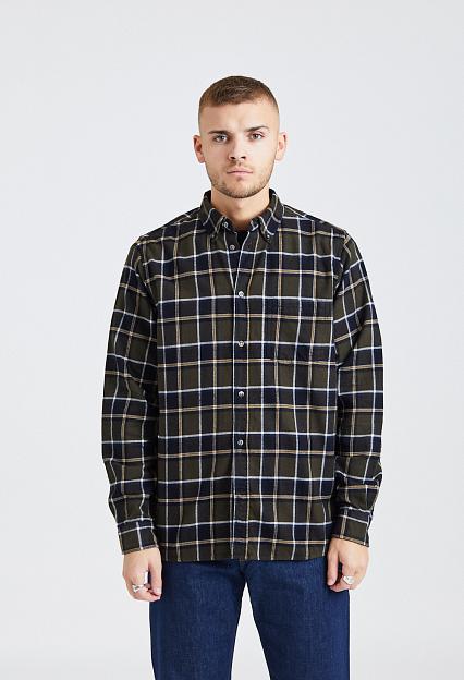 Norse Projects Anton Brushed Flannel Check Beech Green