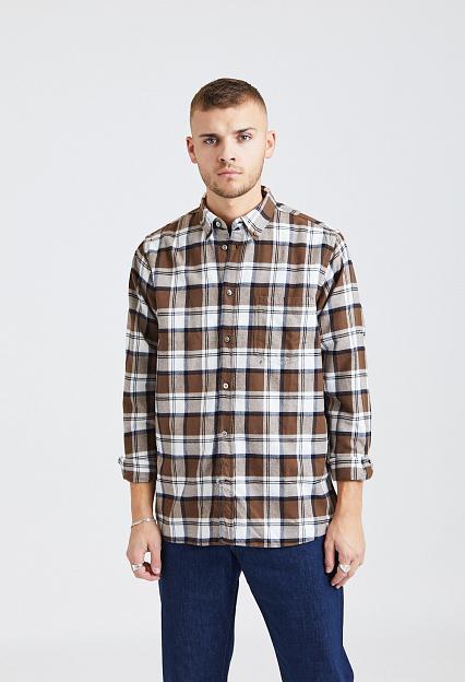 Norse Projects Anton Brushed Flannel Check Taupe