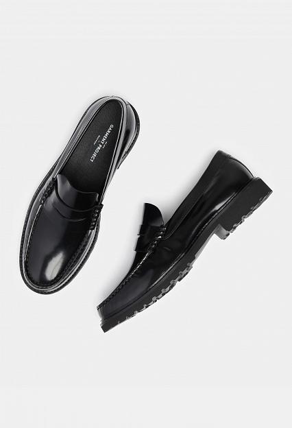 Garment Project Penny Loafer Black Polido Leather