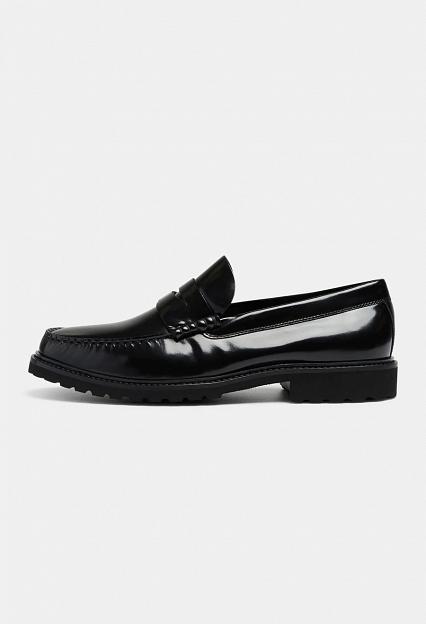 Garment Project Penny Loafer Black Polido Leather