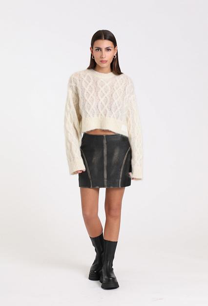REMAIN Jula Leather Skirt Demitasse