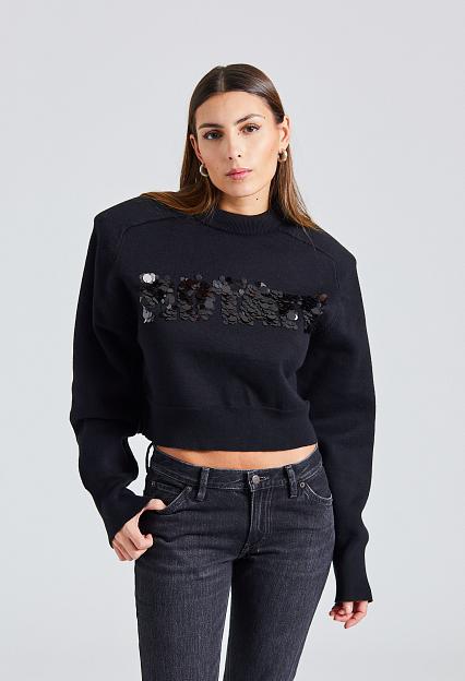 Rotate Sequin Logo Sweater Black