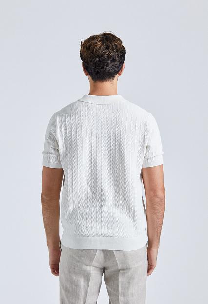 Stenströms Cotton Linen Polo Shirt White 