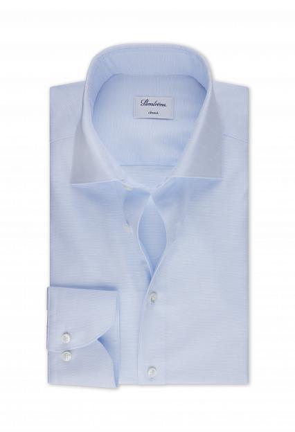 Stenströms Slimline Cotton Linen Shirt Lt Blue