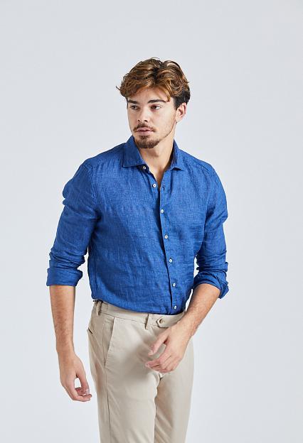 Stenströms Slimline Linen Shirt Blue