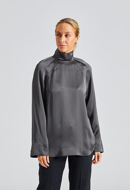 Toteme High-Neck Crepe Blouse Lead