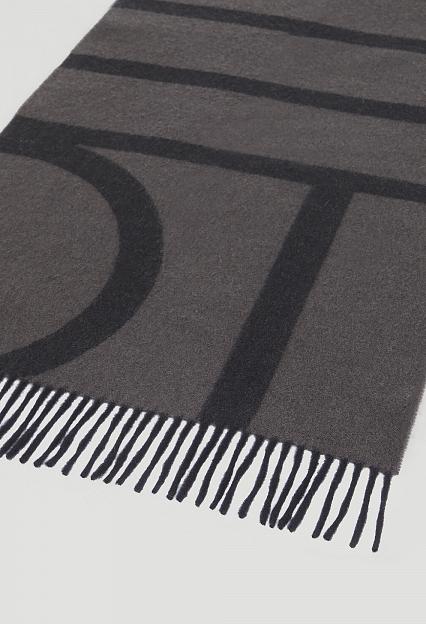Toteme Monogram Jacquard Wool Scarf Charcoal Melange