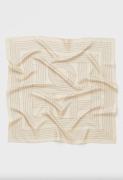 Toteme Striped Embroidered Monogram Silk Scarf Creme